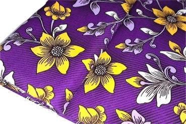 PURPLE FLOWERS Afrikanischer Wax Print Stoff